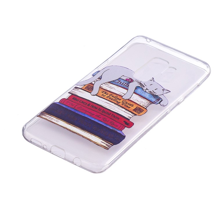 Embossment Patterned Soft TPU Mobile Phone Shell for Samsung Galaxy S9 Plus SM-G965 - Cat on Books-3