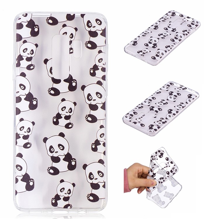 Embossment Patterned Soft TPU Protection Case for Samsung Galaxy S9 Plus SM-G965 - Pandas-1