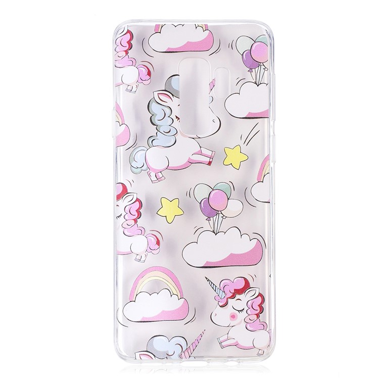 Embossment Patterned Soft TPU Phone Case Accessory for Samsung Galaxy S9 Plus SM-G965 - Shy Unicorns-3