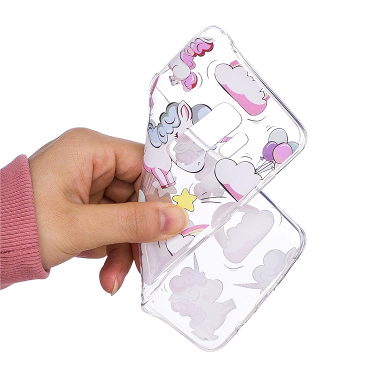 Embossment Patterned Soft TPU Phone Case Accessory for Samsung Galaxy S9 Plus SM-G965 - Shy Unicorns-5