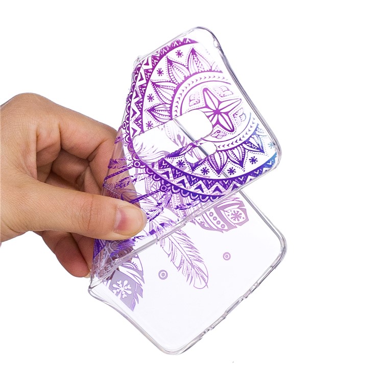 Embossment Patterned TPU Case Mobile Accessory for Samsung Galaxy S9 Plus SM-G965 - Feather Dream Catcher-5