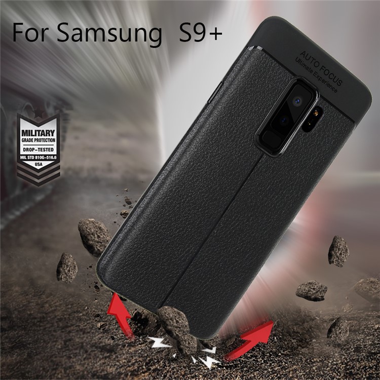 Ultra-thin Litchi Grain Soft TPU Back Phone Cover for Samsung Galaxy S9 Plus G965 - Black-2