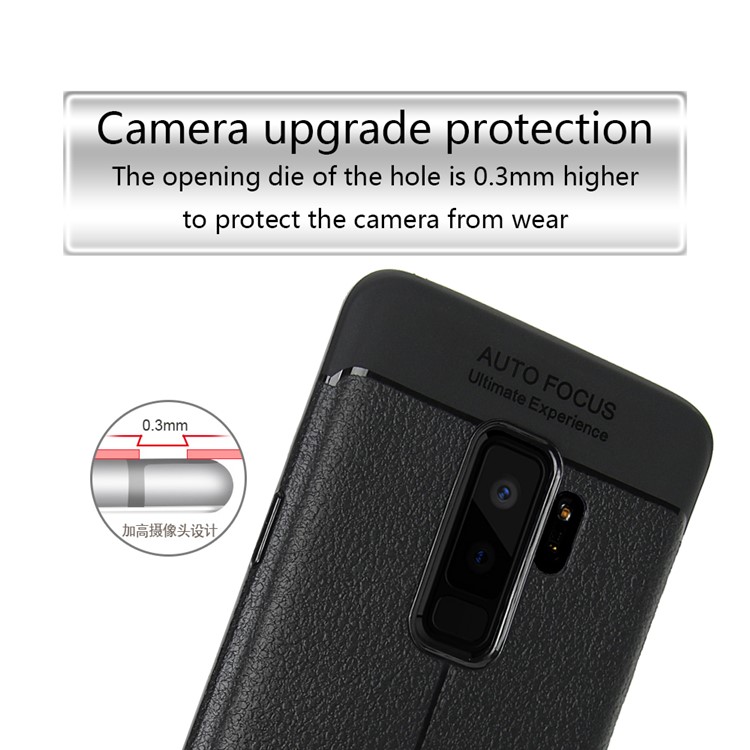 Ultra-thin Litchi Grain Soft TPU Back Phone Cover for Samsung Galaxy S9 Plus G965 - Black-3