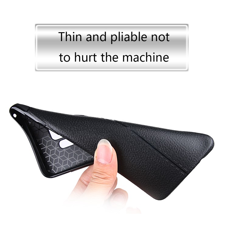 Ultra-thin Litchi Grain Soft TPU Back Phone Cover for Samsung Galaxy S9 Plus G965 - Black-4