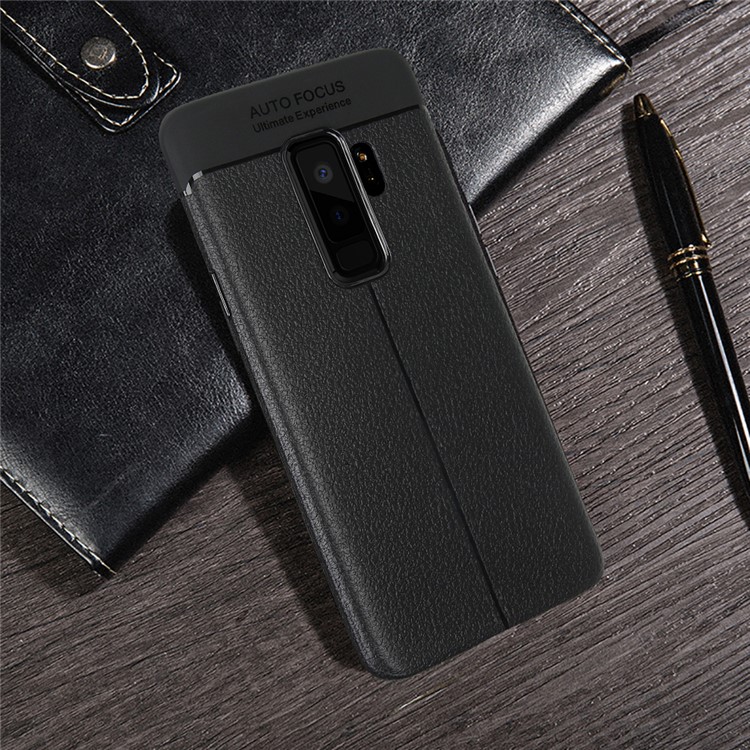 Ultra-thin Litchi Grain Soft TPU Back Phone Cover for Samsung Galaxy S9 Plus G965 - Black-5