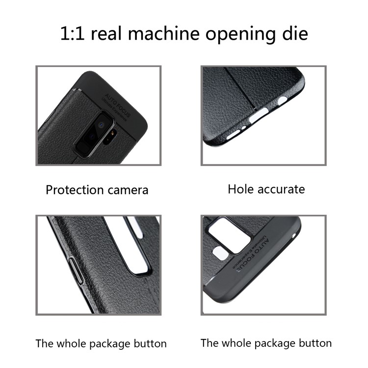 Ultra-thin Litchi Grain Soft TPU Back Phone Cover for Samsung Galaxy S9 Plus G965 - Black-6