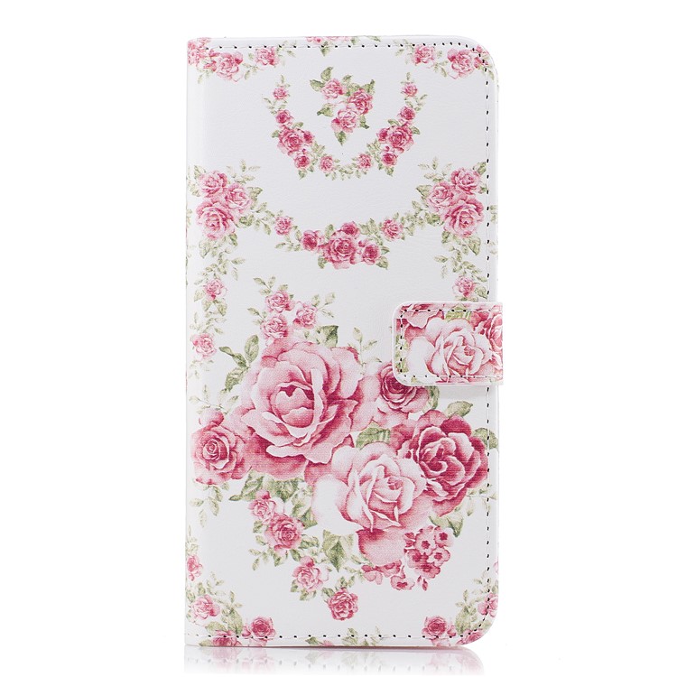 Embossed Pattern Leather Wallet Stand Cover for Samsung Galaxy A8 (2018) - Blooming Peonies-2