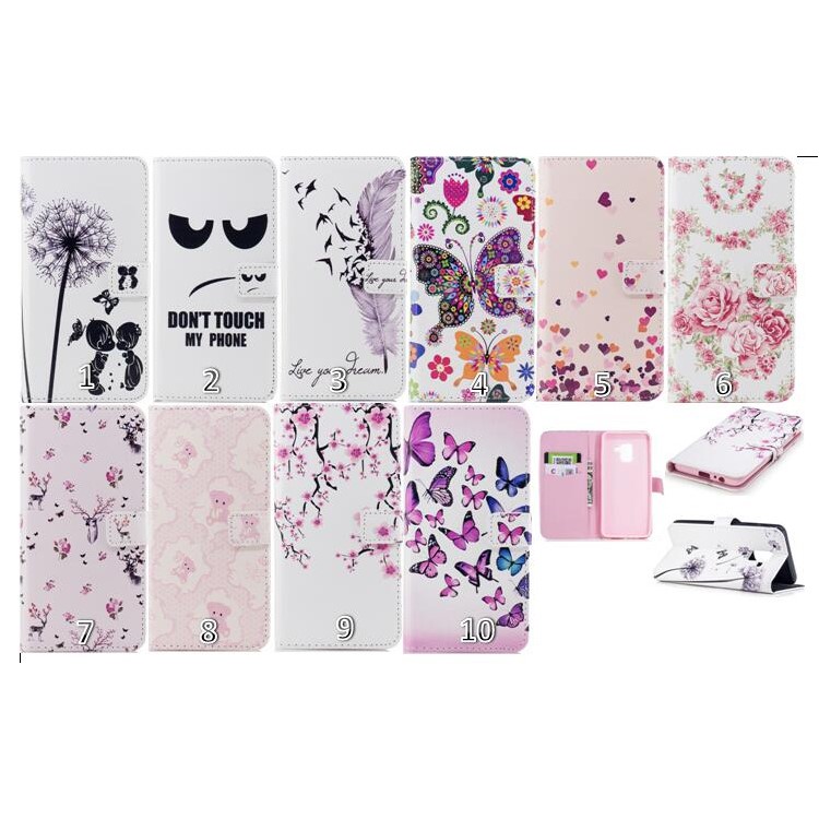 Embossed Pattern Leather Wallet Stand Cover for Samsung Galaxy A8 (2018) - Blooming Peonies-7