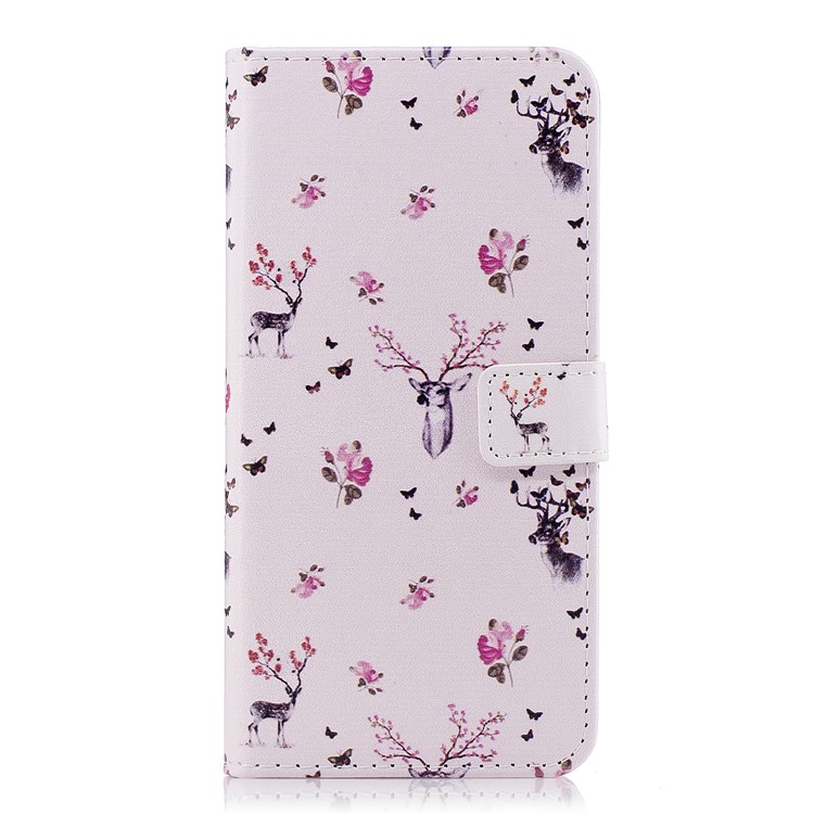 Embossed Pattern Leather Wallet Stand Case for Samsung Galaxy A8 (2018) - Sika Deer-2