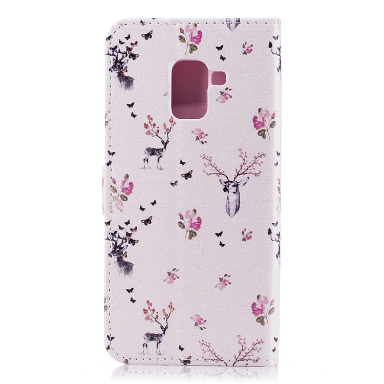 Embossed Pattern Leather Wallet Stand Case for Samsung Galaxy A8 (2018) - Sika Deer-3