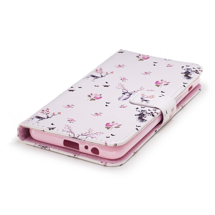 Embossed Pattern Leather Wallet Stand Case for Samsung Galaxy A8 (2018) - Sika Deer-4