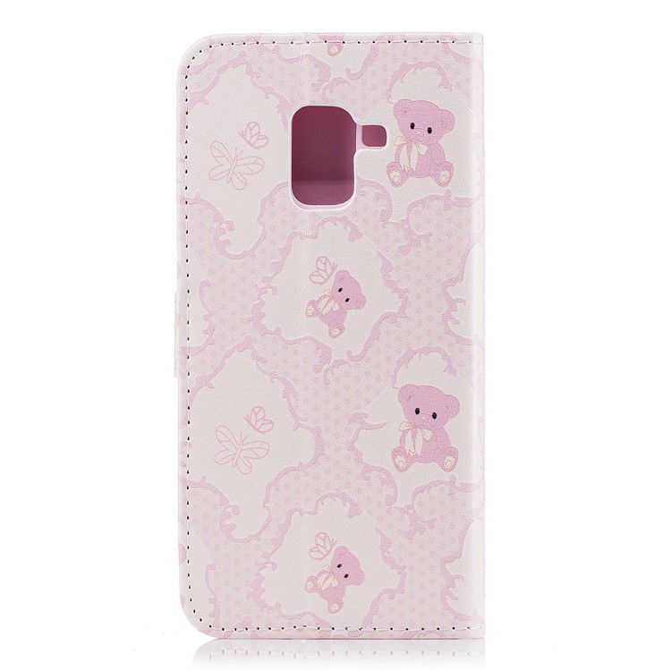 Embossed Pattern Leather Wallet Folio Casing for Samsung Galaxy A8 (2018) - Bears-3