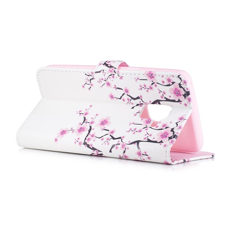 Embossed Pattern Leather Stand Protective Cover for Samsung Galaxy A8 (2018) - Plum Blossom-5