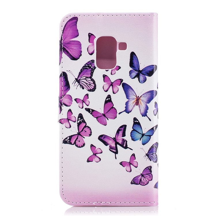 Embossed Pattern Leather Wallet Protective Shell for Samsung Galaxy A8 (2018) - Colorful Butterflies-3