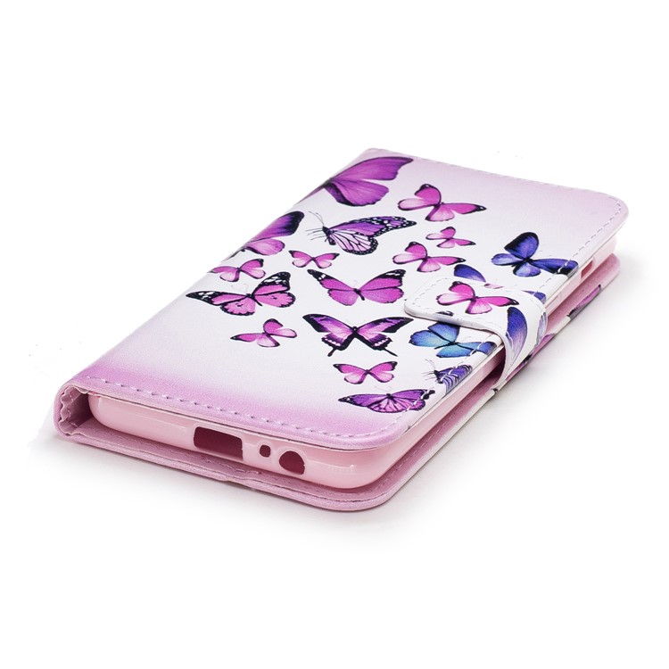 Embossed Pattern Leather Wallet Protective Shell for Samsung Galaxy A8 (2018) - Colorful Butterflies-4