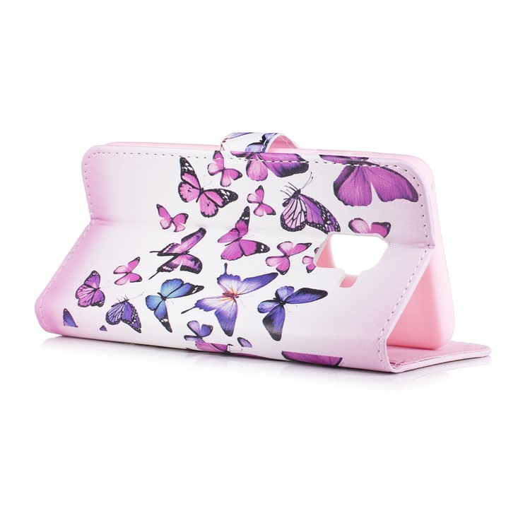 Embossed Pattern Leather Wallet Protective Shell for Samsung Galaxy A8 (2018) - Colorful Butterflies-5
