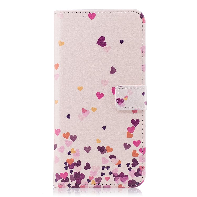 Embossed Pattern Leather Wallet Stand Mobile Casing for Samsung Galaxy A8 (2018) - Flying Hearts-2