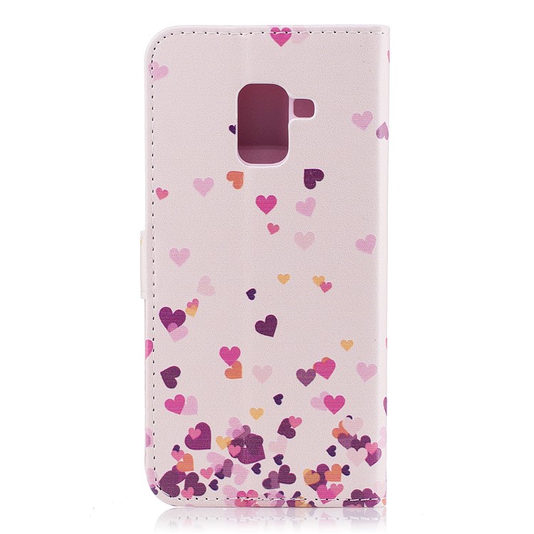 Embossed Pattern Leather Wallet Stand Mobile Casing for Samsung Galaxy A8 (2018) - Flying Hearts-3