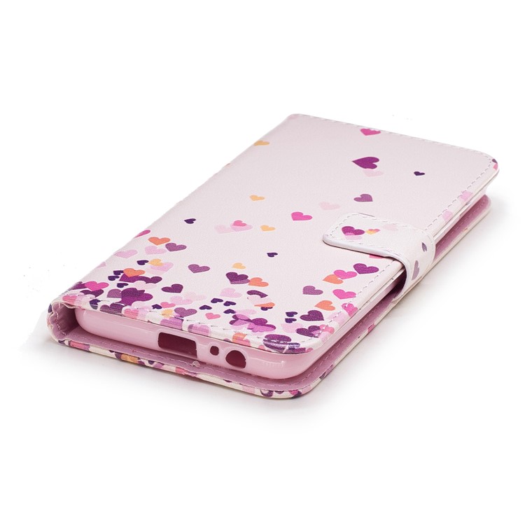 Embossed Pattern Leather Wallet Stand Mobile Casing for Samsung Galaxy A8 (2018) - Flying Hearts-4