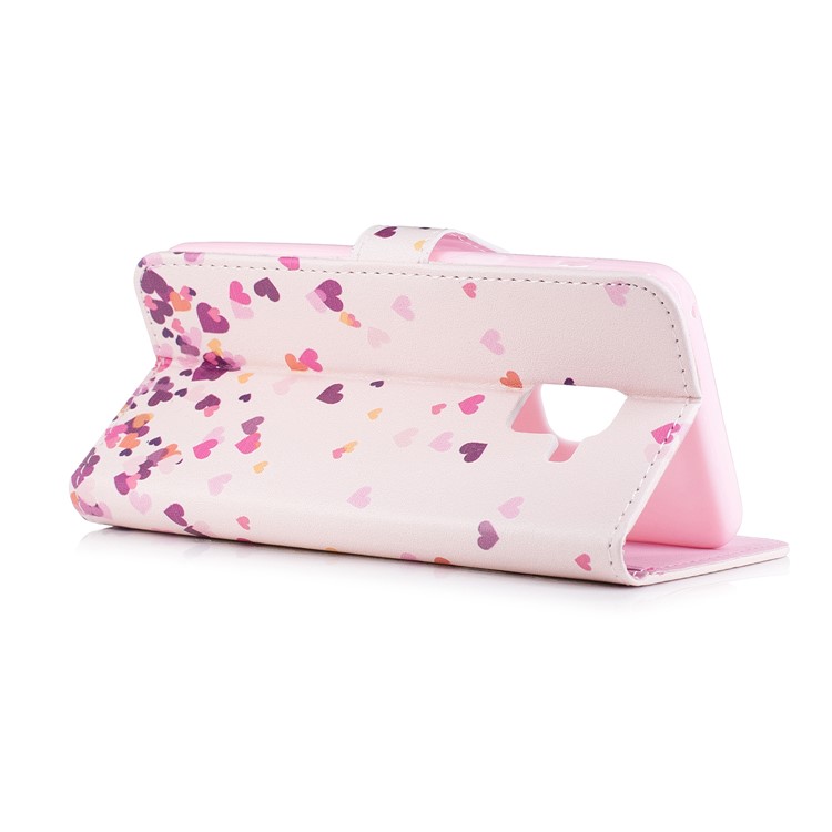 Embossed Pattern Leather Wallet Stand Mobile Casing for Samsung Galaxy A8 (2018) - Flying Hearts-5