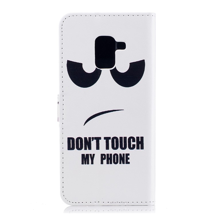 Embossed Pattern Leather Stand Cell Phone Case for Samsung Galaxy A8 (2018) - Do Not Touch My Phone-3