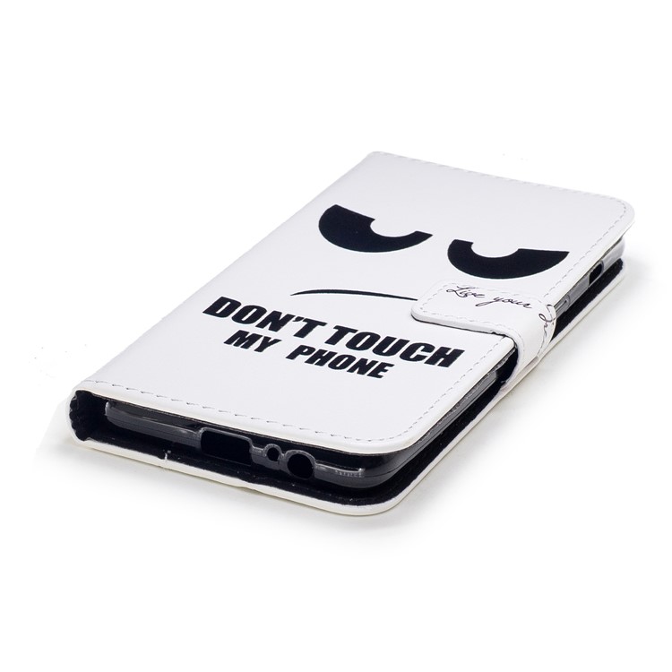 Embossed Pattern Leather Stand Cell Phone Case for Samsung Galaxy A8 (2018) - Do Not Touch My Phone-4