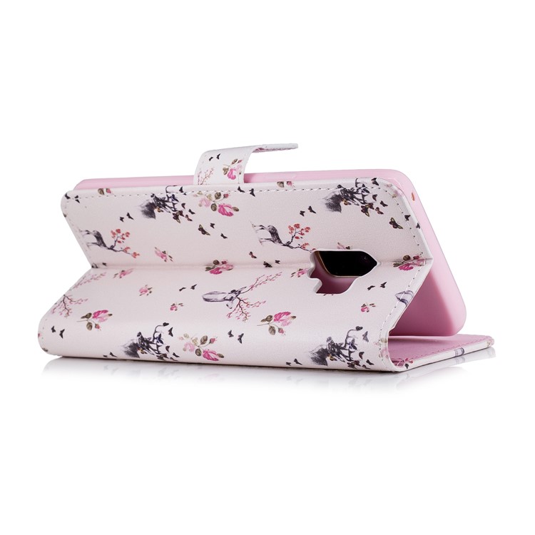 Embossed Pattern Leather Wallet Phone Shell for Samsung Galaxy S9 G960 - Deer and Flowers-4