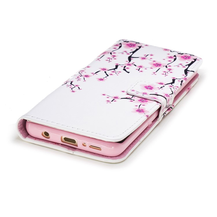 Embossed Pattern Leather Wallet Stand Mobile Phone Case for Samsung Galaxy S9 G960 - Plum Blossom-6