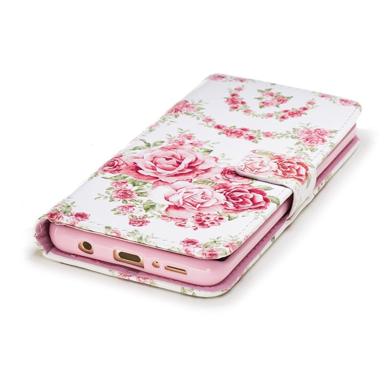 For Samsung Galaxy S9 G960 Embossed Pattern Leather Wallet Mobile Phone Shell - Blooming Peonies-4