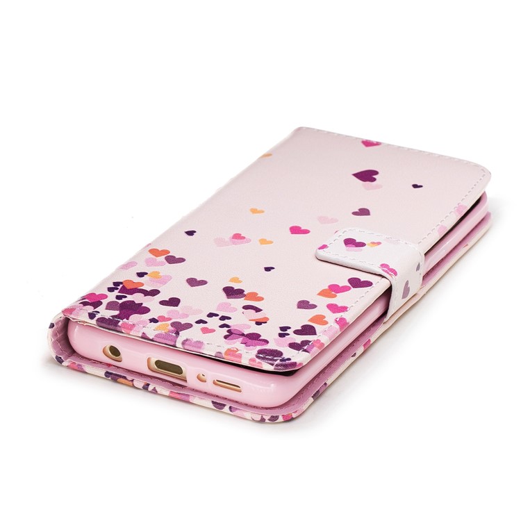 For Samsung Galaxy S9 G960 Embossed Pattern Leather Flip Cover with Card Holders - Flying Hearts-5