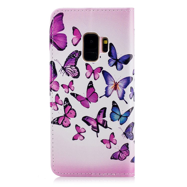For Samsung Galaxy S9 G960 Embossed Pattern Leather Wallet Stand Flip Cover - Colorful Butterflies-3