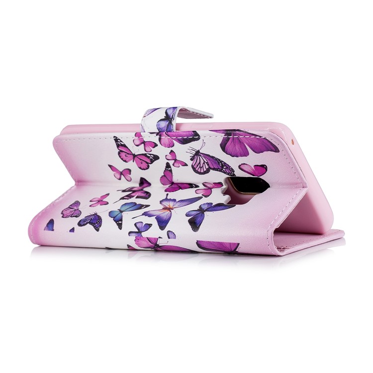 For Samsung Galaxy S9 G960 Embossed Pattern Leather Wallet Stand Flip Cover - Colorful Butterflies-4
