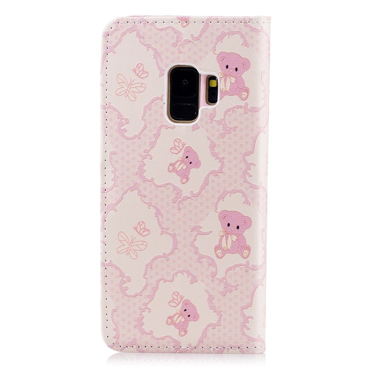 Embossed Pattern Leather Wallet Protective Cover Shell for Samsung Galaxy S9 G960 - Bears-3