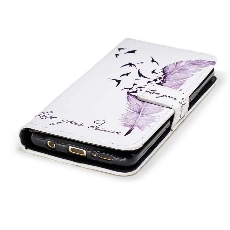 Embossed Pattern Leather Stand Wallet Mobile Cover for Samsung Galaxy S9 G960 - Feather and Birds-7