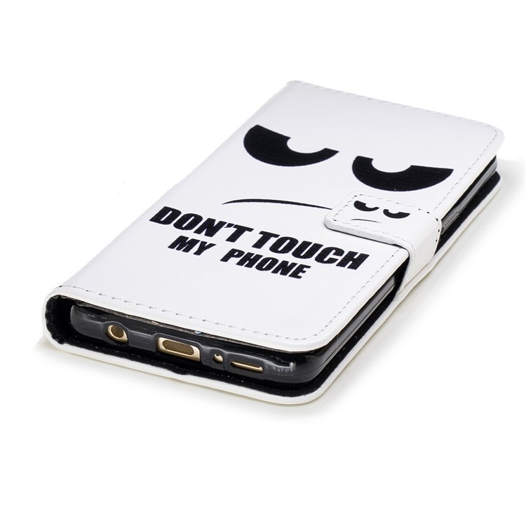 Embossed Pattern Leather Wallet Protective Shell Case for Samsung Galaxy S9 G960 - Do Not Touch My Phone-4