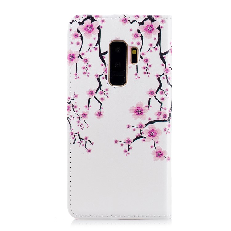 Embossing Pattern Leather Wallet Protective Case with Stand for Samsung Galaxy S9+ G965 - Plum Blossom-3