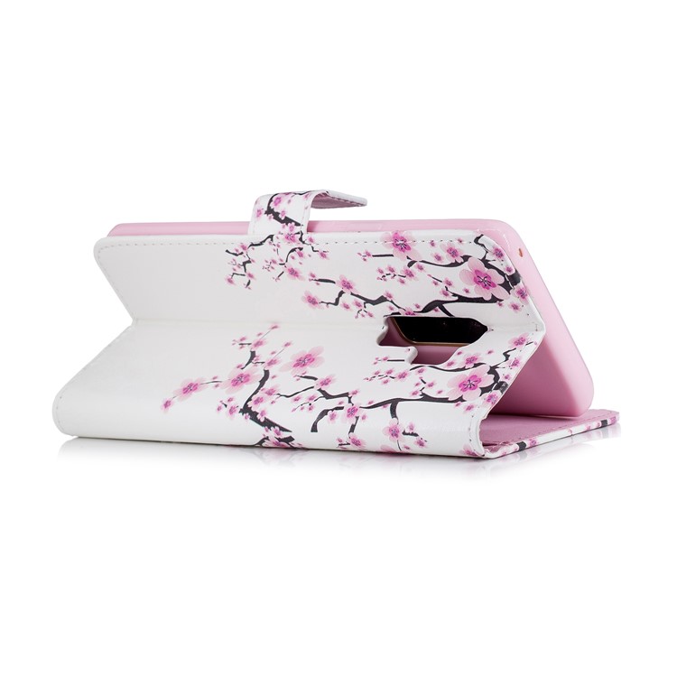 Embossing Pattern Leather Wallet Protective Case with Stand for Samsung Galaxy S9+ G965 - Plum Blossom-4