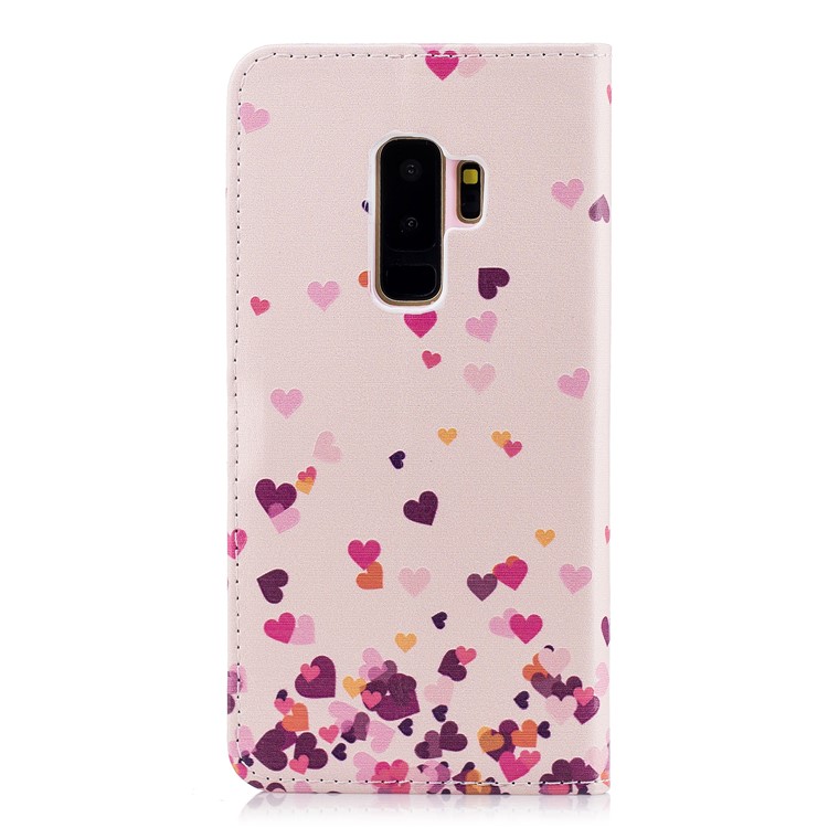 Embossing Pattern Leather Wallet Stand Protective Phone Cover with Stand for Samsung Galaxy S9+ G965 - Flying Hearts-3