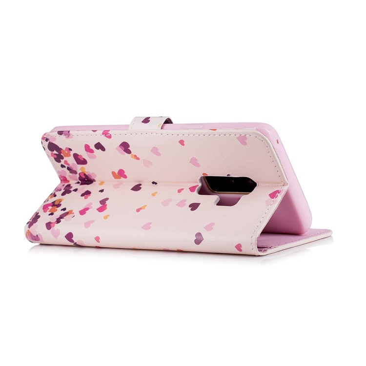 Embossing Pattern Leather Wallet Stand Protective Phone Cover with Stand for Samsung Galaxy S9+ G965 - Flying Hearts-4