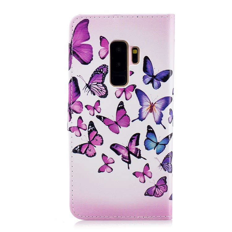 Embossing Pattern Leather Wallet Flip Case with Stand for Samsung Galaxy S9+ G965 - Colorful Butterflies-3