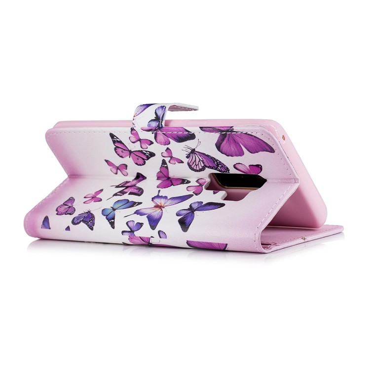 Embossing Pattern Leather Wallet Flip Case with Stand for Samsung Galaxy S9+ G965 - Colorful Butterflies-4