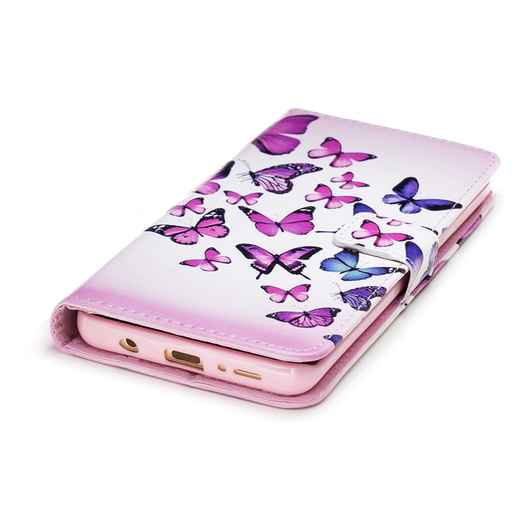 Embossing Pattern Leather Wallet Flip Case with Stand for Samsung Galaxy S9+ G965 - Colorful Butterflies-5