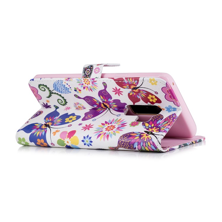 Embossing Pattern Leather Wallet Folio Cover with Stand for Samsung Galaxy S9+ G965 - Pretty Butterflies and Flowers-4