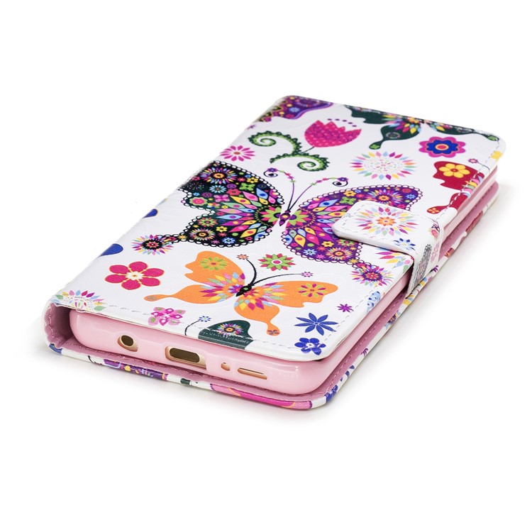 Embossing Pattern Leather Wallet Folio Cover with Stand for Samsung Galaxy S9+ G965 - Pretty Butterflies and Flowers-5