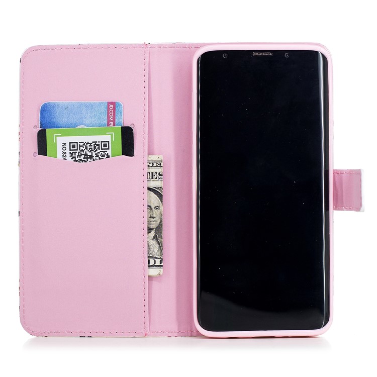 Embossing Pattern Leather Wallet Folio Cover with Stand for Samsung Galaxy S9+ G965 - Pretty Butterflies and Flowers-6