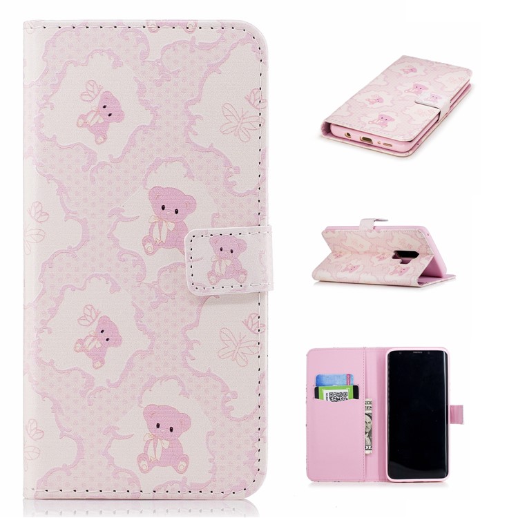 Embossing Pattern Leather Wallet Accessory Case with Card Holders for Samsung Galaxy S9+ G965 - Bears-1