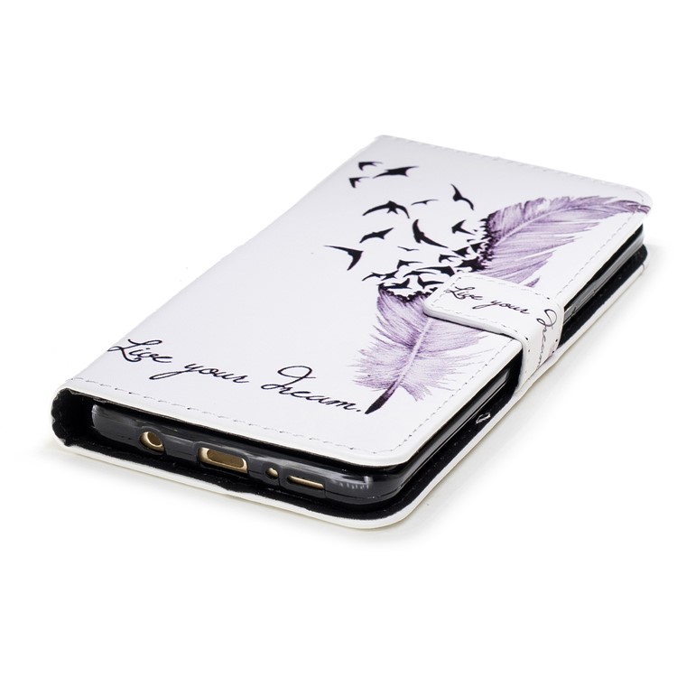 For Samsung Galaxy S9+ G965 Embossing Pattern Leather Stand Case with Stand - Feather and Birds-5