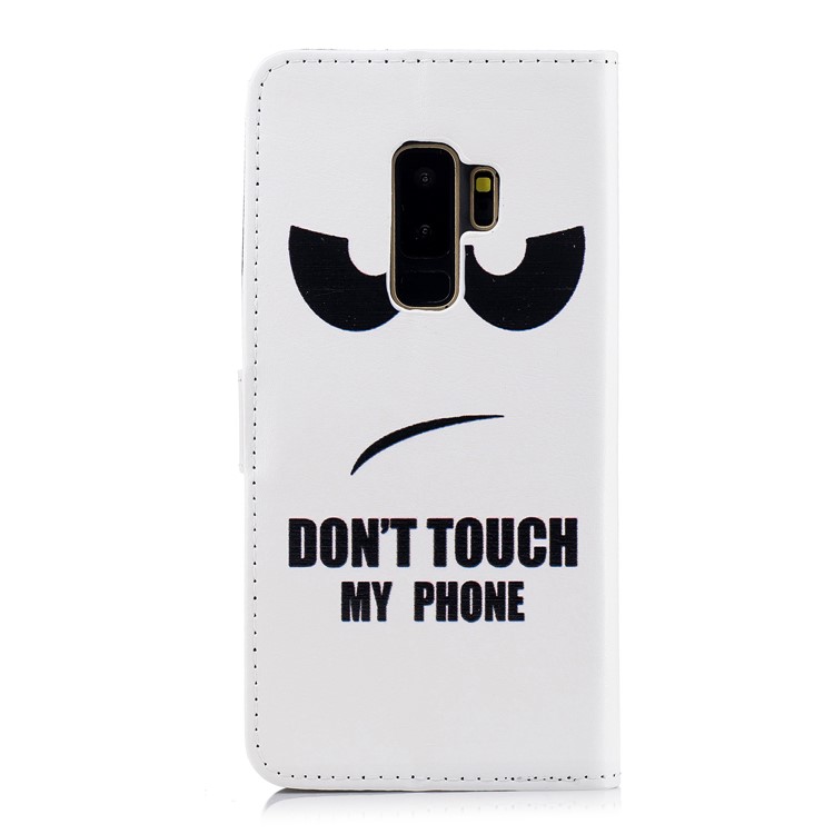 Embossing Pattern Leather Wallet Flip Shell for Samsung Galaxy S9 Plus G965 - Do Not Touch My Phone-3