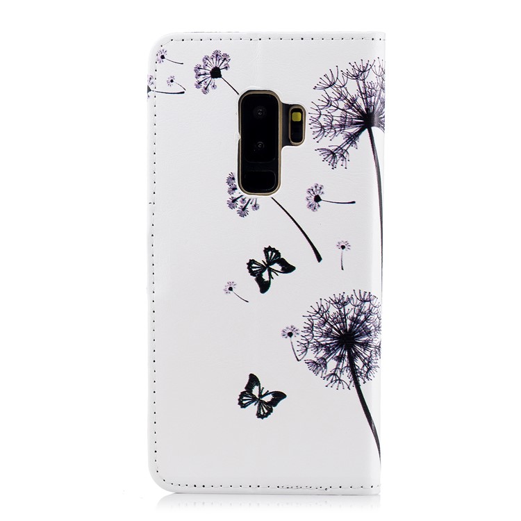 Embossing Pattern Leather Wallet Stand Casing for Samsung Galaxy S9+ G965 - Dandelions and Lovers-3
