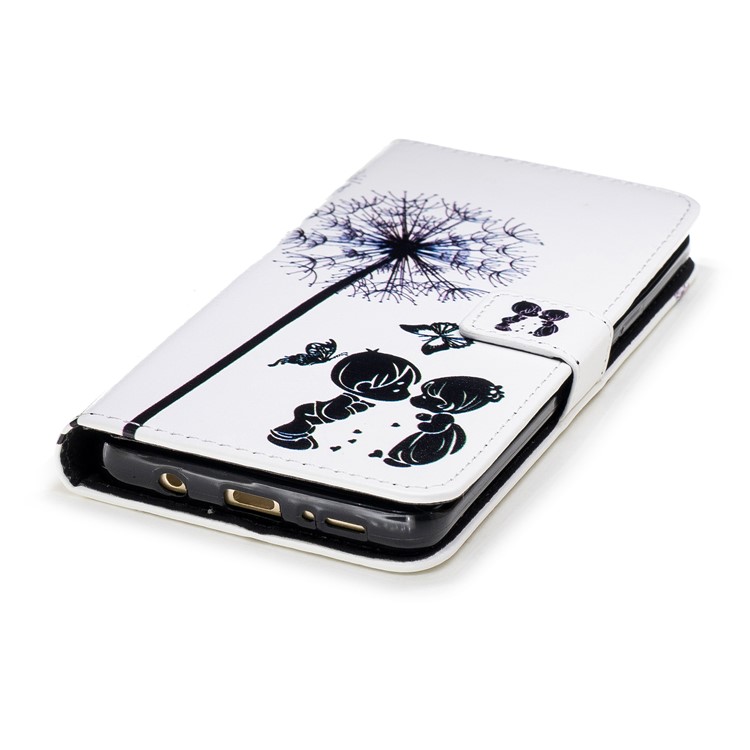 Embossing Pattern Leather Wallet Stand Casing for Samsung Galaxy S9+ G965 - Dandelions and Lovers-6